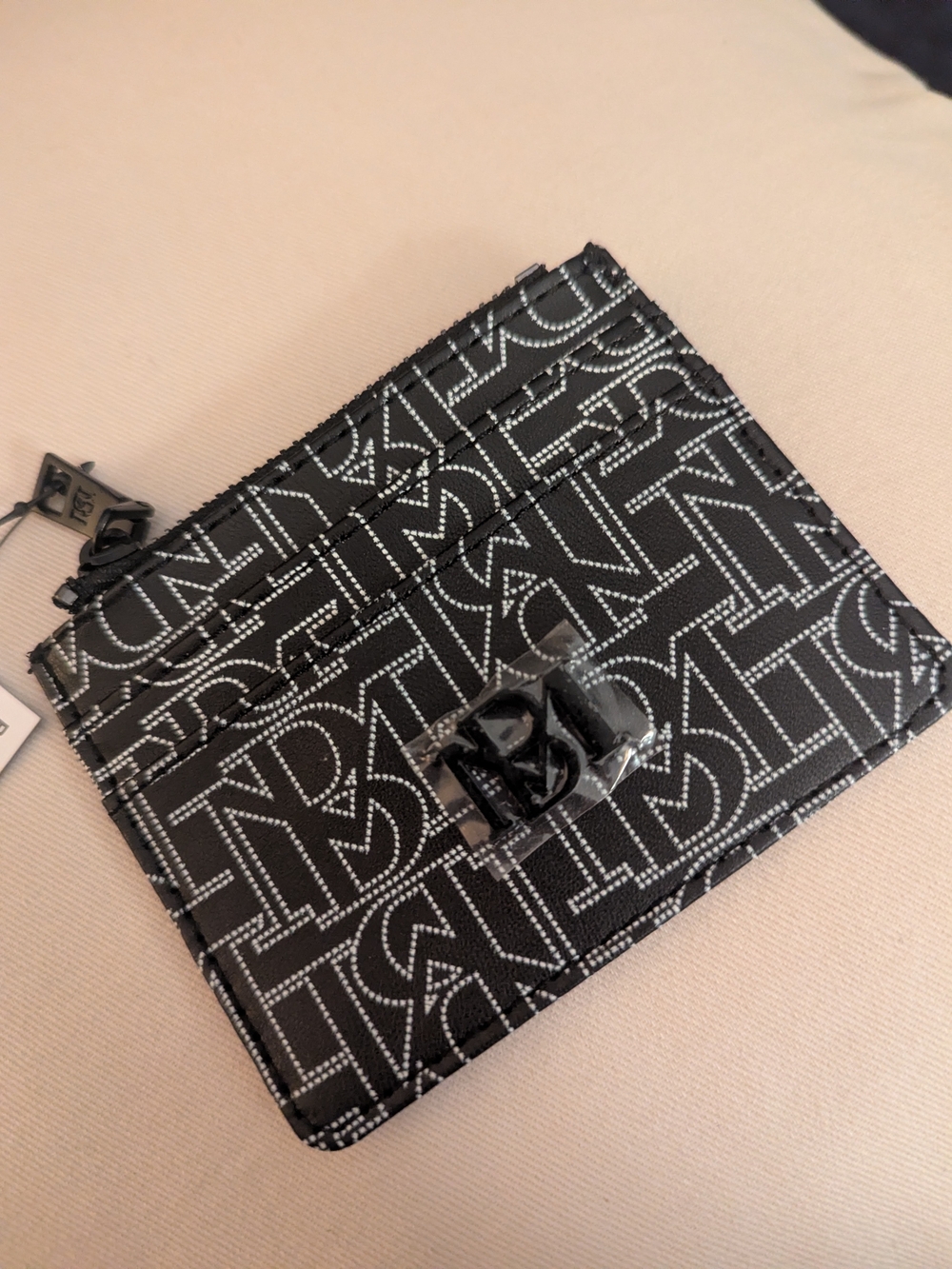 Badgley Mischka Black Logo-Print Card Wallet
